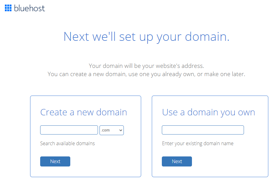 Bluehost domain setup