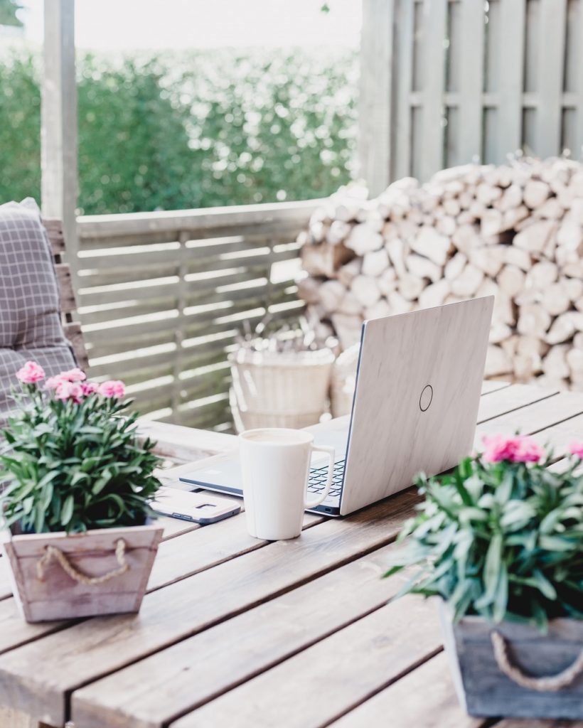 Computer on patio