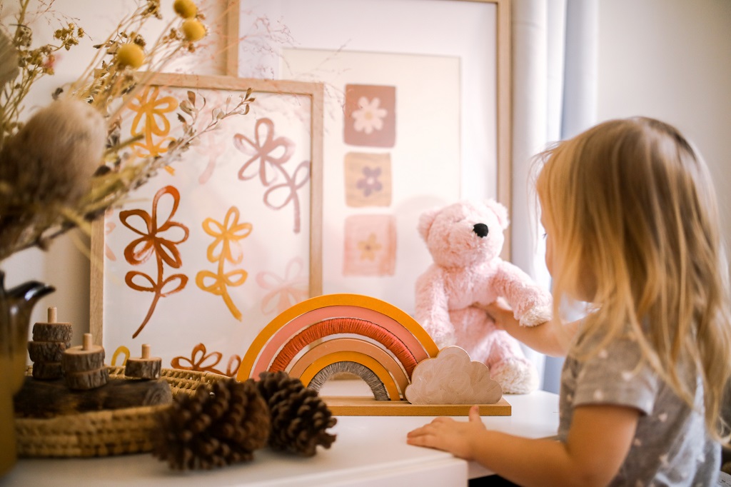 Toddler playing alone