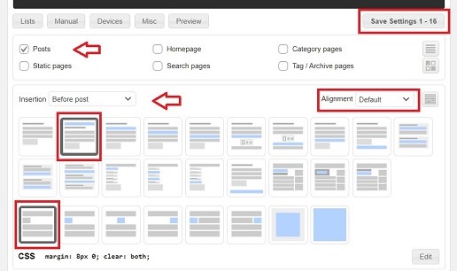 ad inserter setting