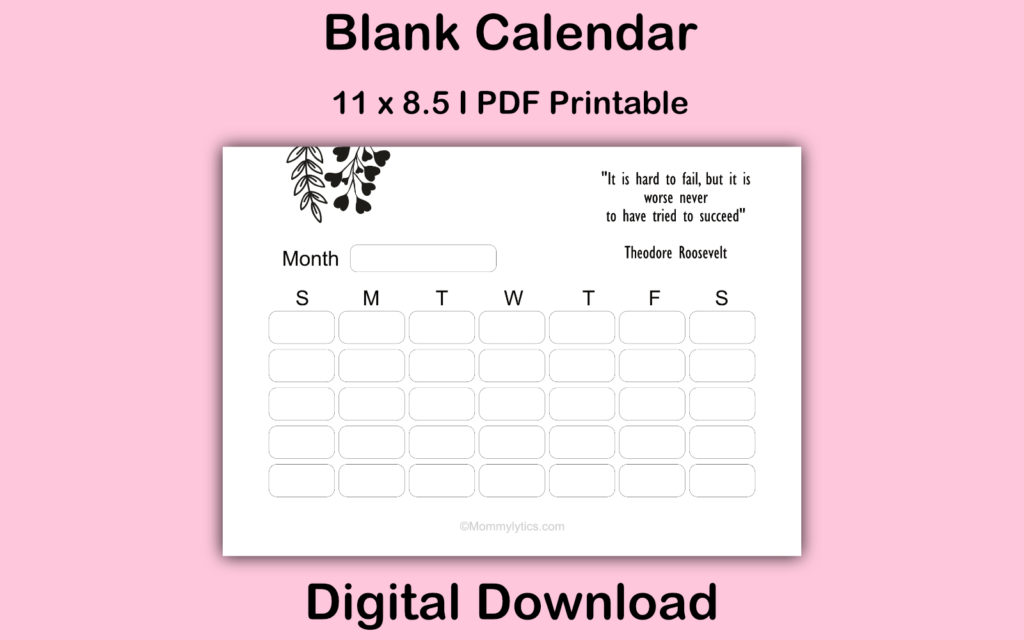 blank calendar mommylytics