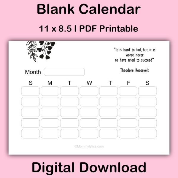 Blank calendar